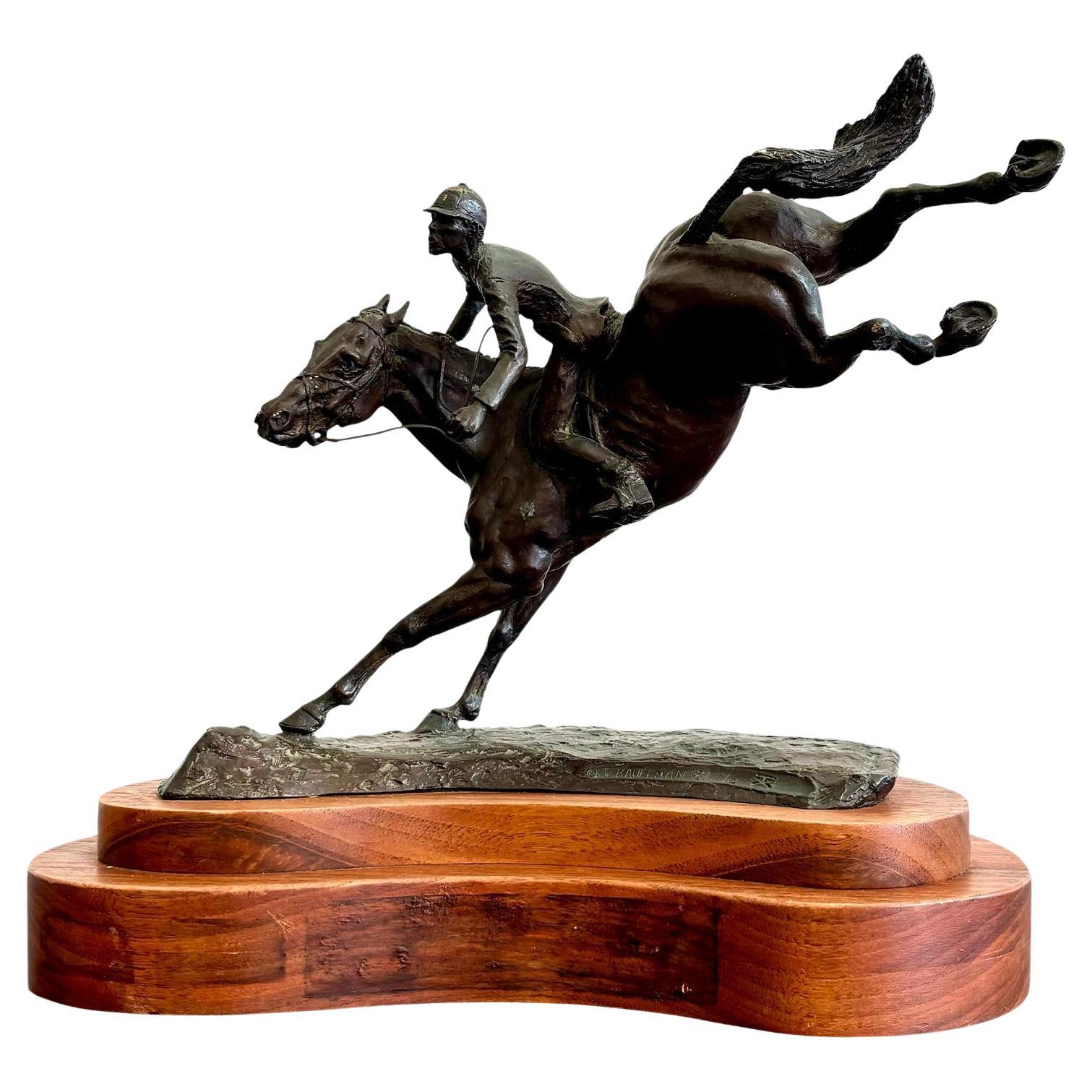 Cavaliere Boho d'epoca in bronzo fuso su base di legno intagliato in vendita