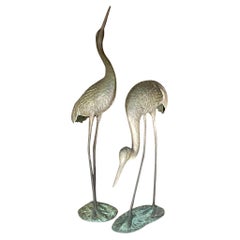 Vintage Boho Bronze Cranes - a Pair