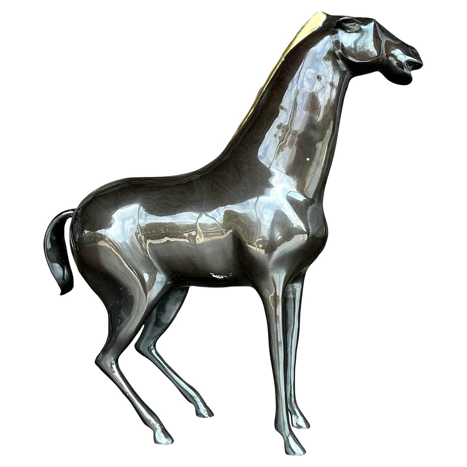 Vintage Boho Bronze Horse After Loet Vanderveen