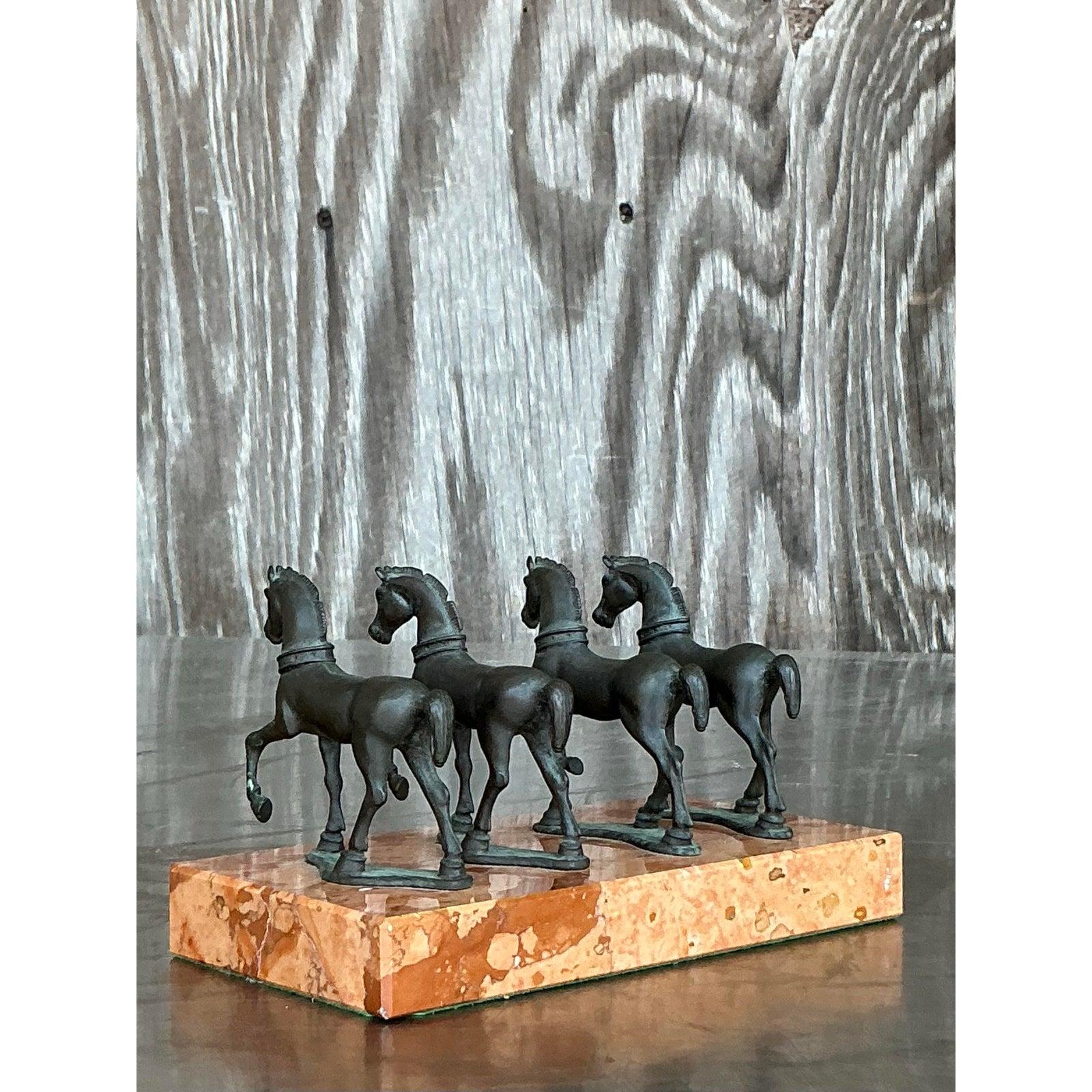 Americano Scultura di cavallo in bronzo vintage Boho in vendita