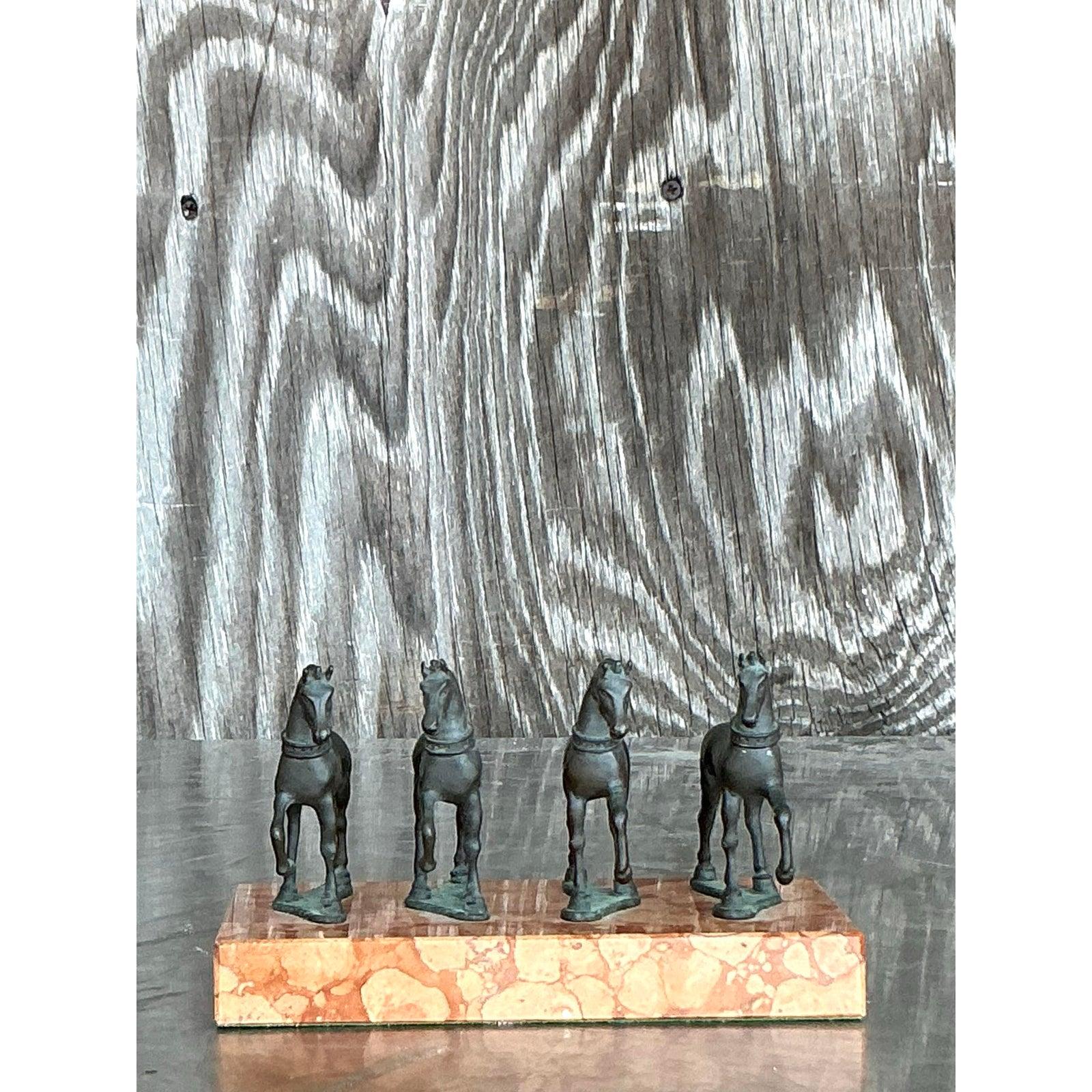 XX secolo Scultura di cavallo in bronzo vintage Boho in vendita