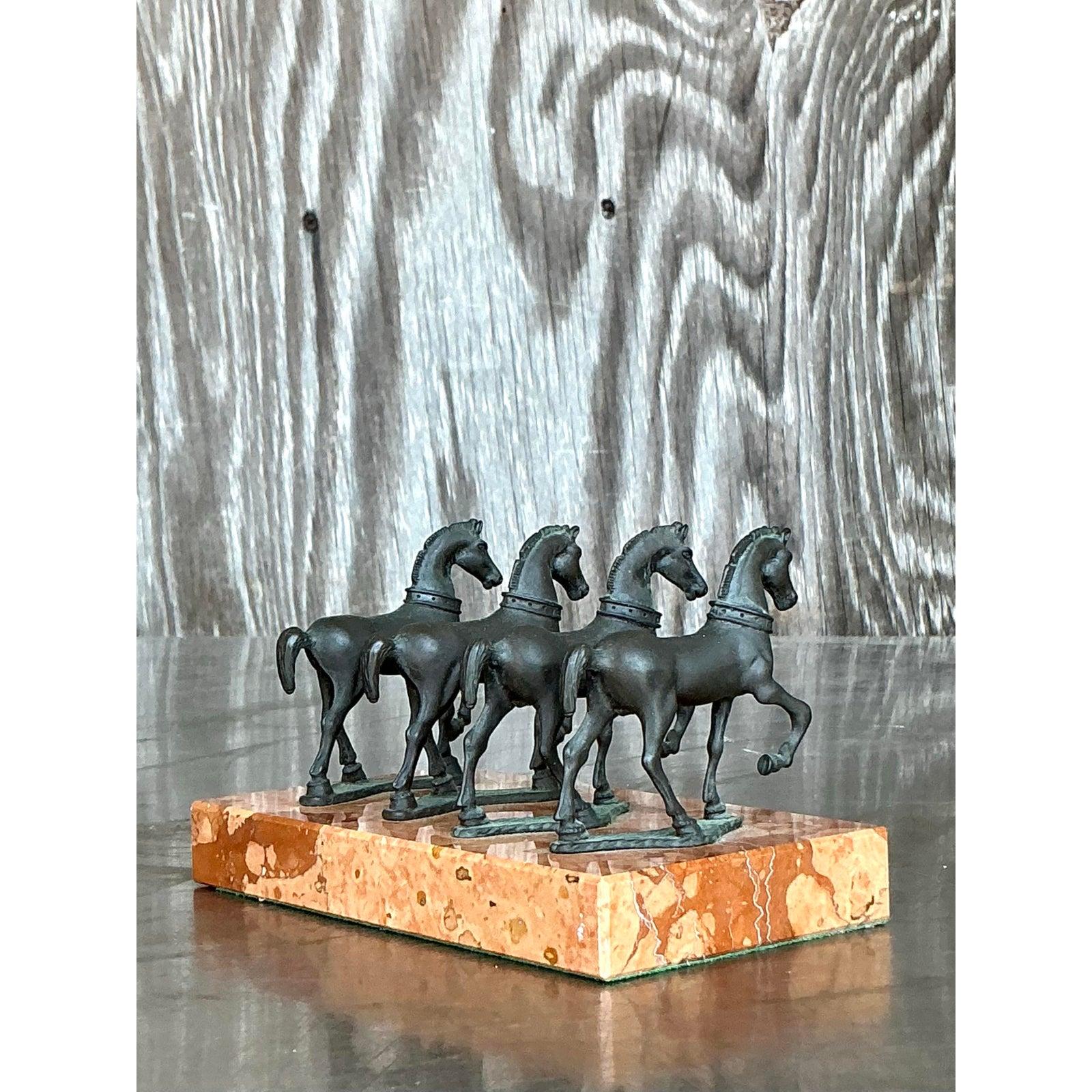 Scultura di cavallo in bronzo vintage Boho in vendita 1