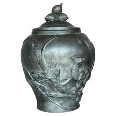 Vintage Boho Bronze Lidded Urn