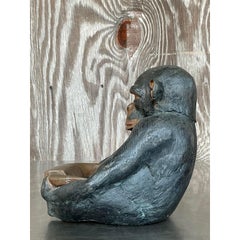 Vintage Boho Bronze Monkey Bowl