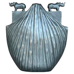 Jarrón rinoceronte vintage boho de bronce