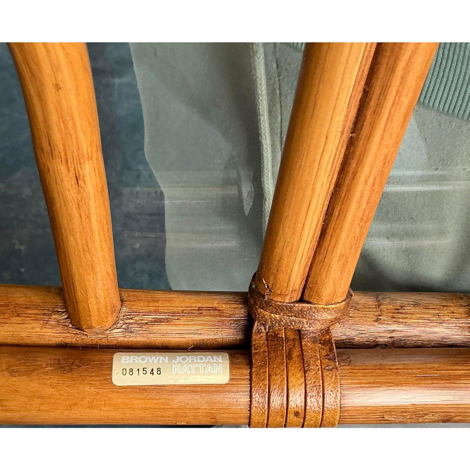 Vintage Boho Brown Jordan Bent Rattan Side Tables - A Pair For Sale 1