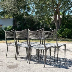 Vintage Boho Brown Jordan Cast Aluminum “Sol Y Luna” Dining Chairs - Set of 6