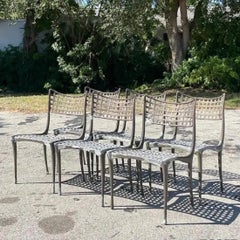 Vintage Boho Brown Jordan Cast Aluminum “Sol Y Luna” Dining Chairs - Set of 6