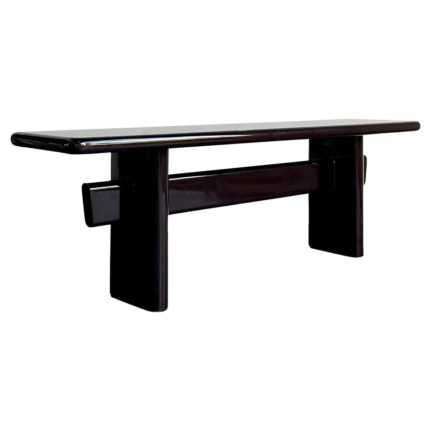 Vintage Boho Brown Lacquered Console Table For Sale