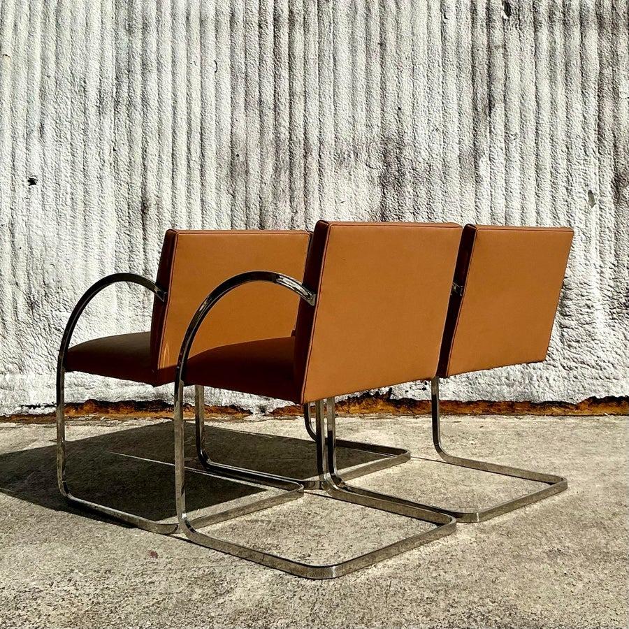 Vintage Boho Brueton Flache Bar-Esszimmerstühle nach Brueton- 4er-Set (20. Jahrhundert) im Angebot