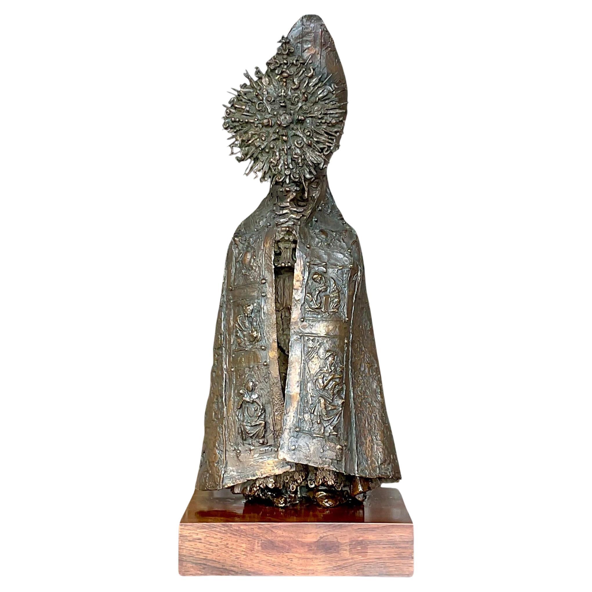 Sculpture vintage Boho Bruno Lucchesi en bronze