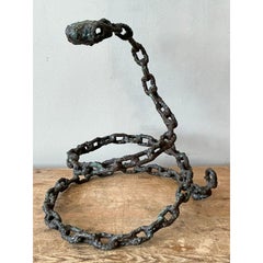 Vintage Boho Brutalist Chain Link Snake Sculpture