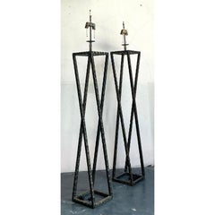Vintage Boho Brutalist Floor Lamps - Set of 2