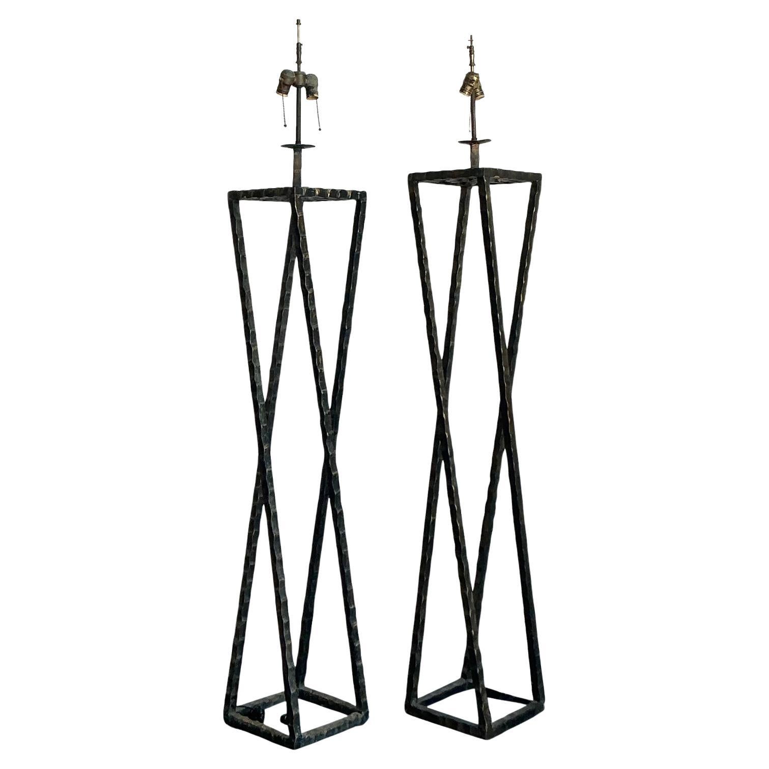 Lampade da terra brutaliste boho vintage - Set di 2