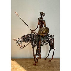 Vintage Boho Brutalist Sculpture of Don Quixote De La Mancha