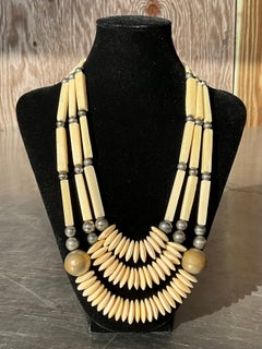 Vintage Boho Buffalo Bone Beaded Necklace