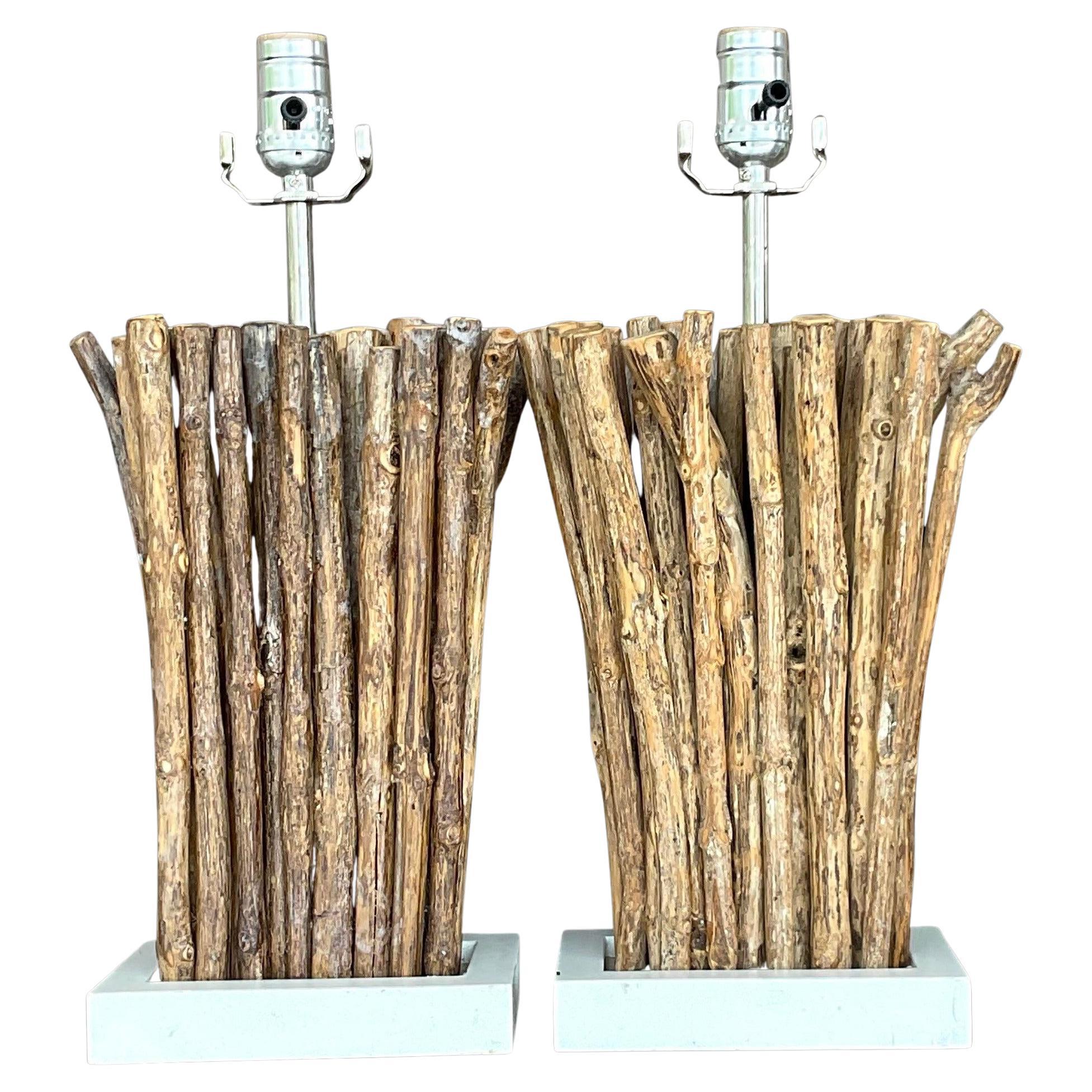 Vintage Boho Bundled Stick-Lampen – ein Paar