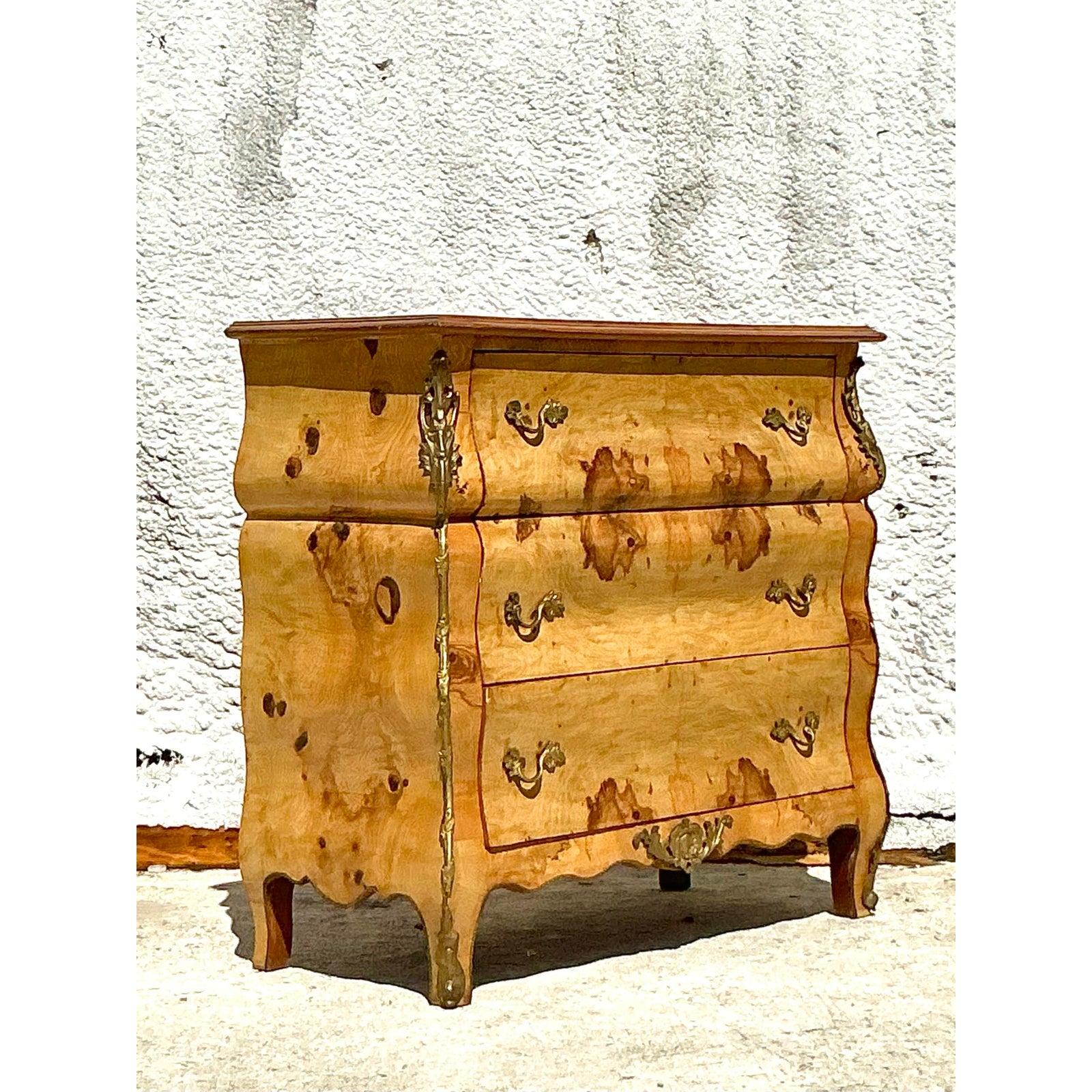 Vintage Boho Burl and Ormolu Chest of Drawers For Sale 1