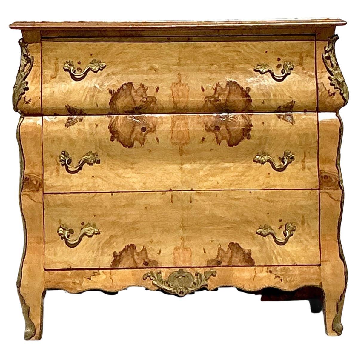 Cassettiera Boho in radica e ormolu d'epoca