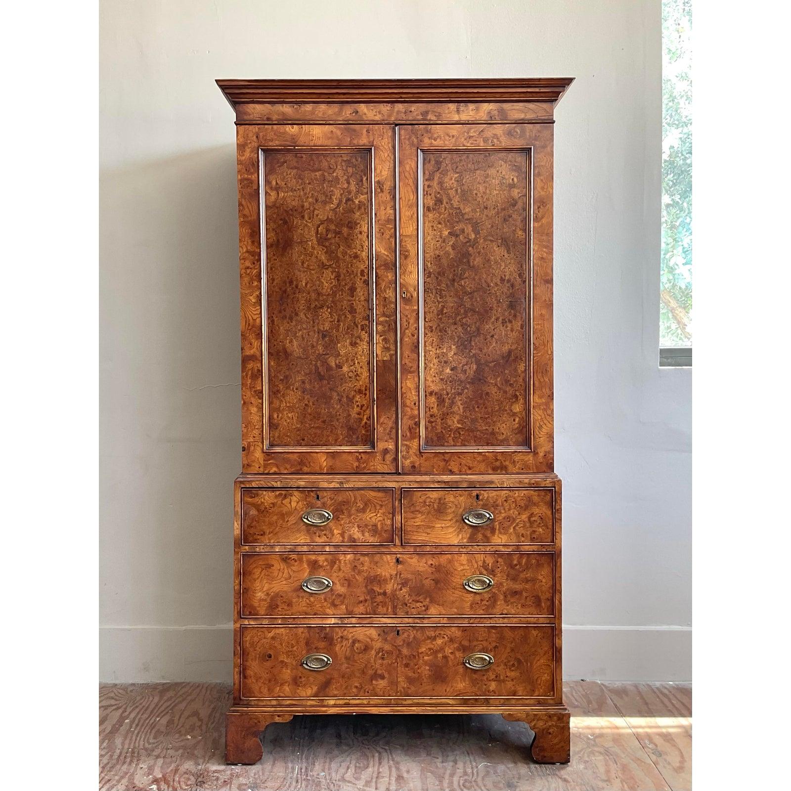 Ottone Armadio in legno di radica vintage Boho in vendita