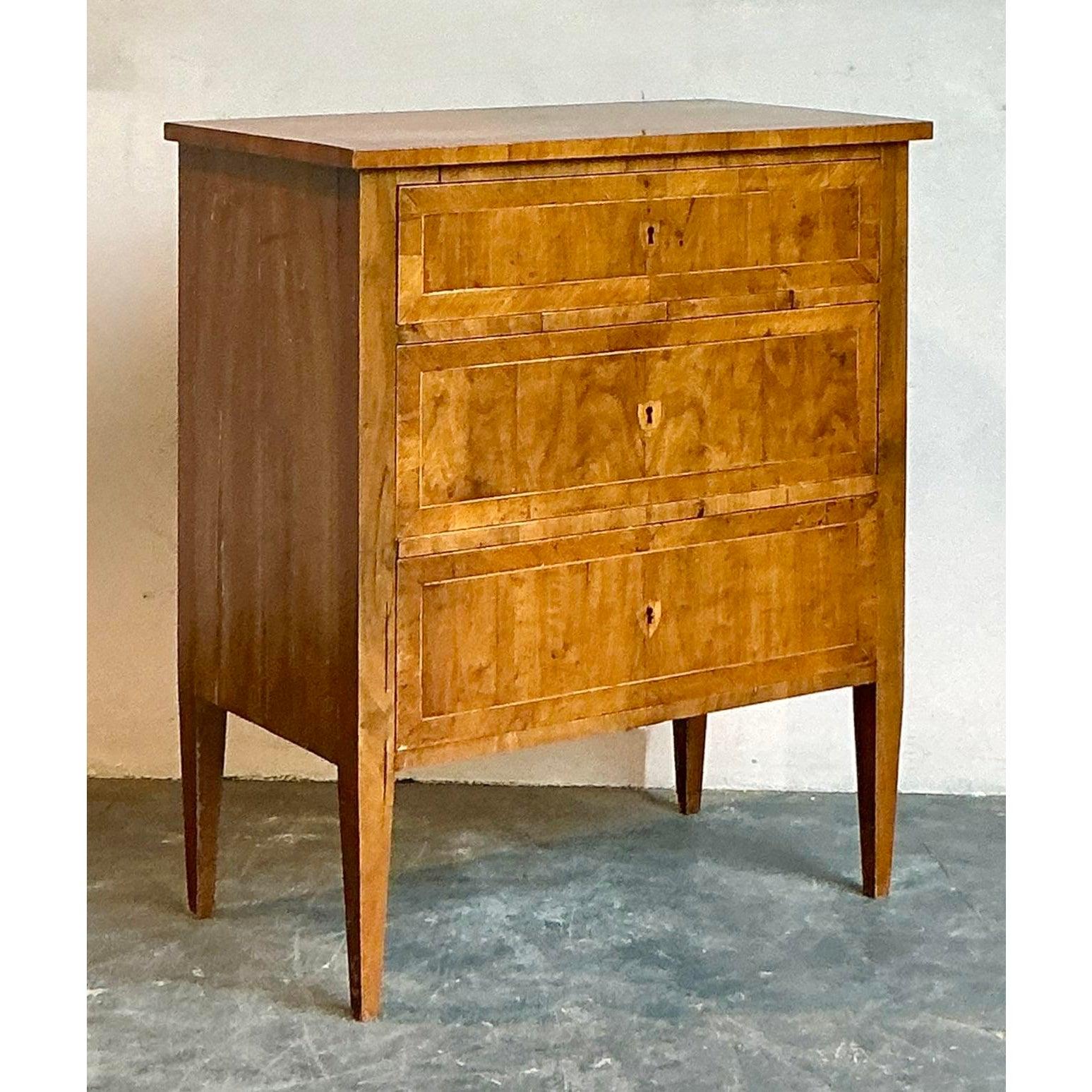 Vintage Boho Burl Wood Chest of Drawers For Sale 4