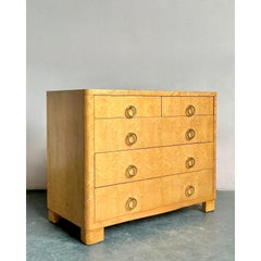 Vintage Boho Burl Wood Chest of Drawers