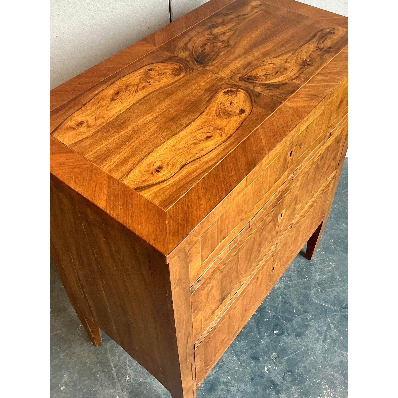 Vintage Boho Burl Wood Chest of Drawers In Good Condition For Sale In West Palm Beach, FL