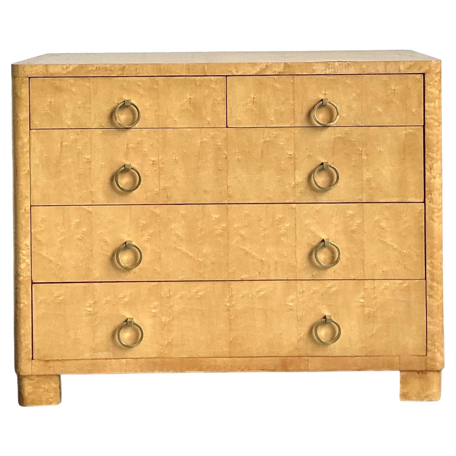 Vintage Boho Burl Wood Chest of Drawers
