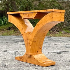 Vintage Boho Burl Wood Console Table