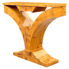 Vintage Boho Burl Wood Console Table