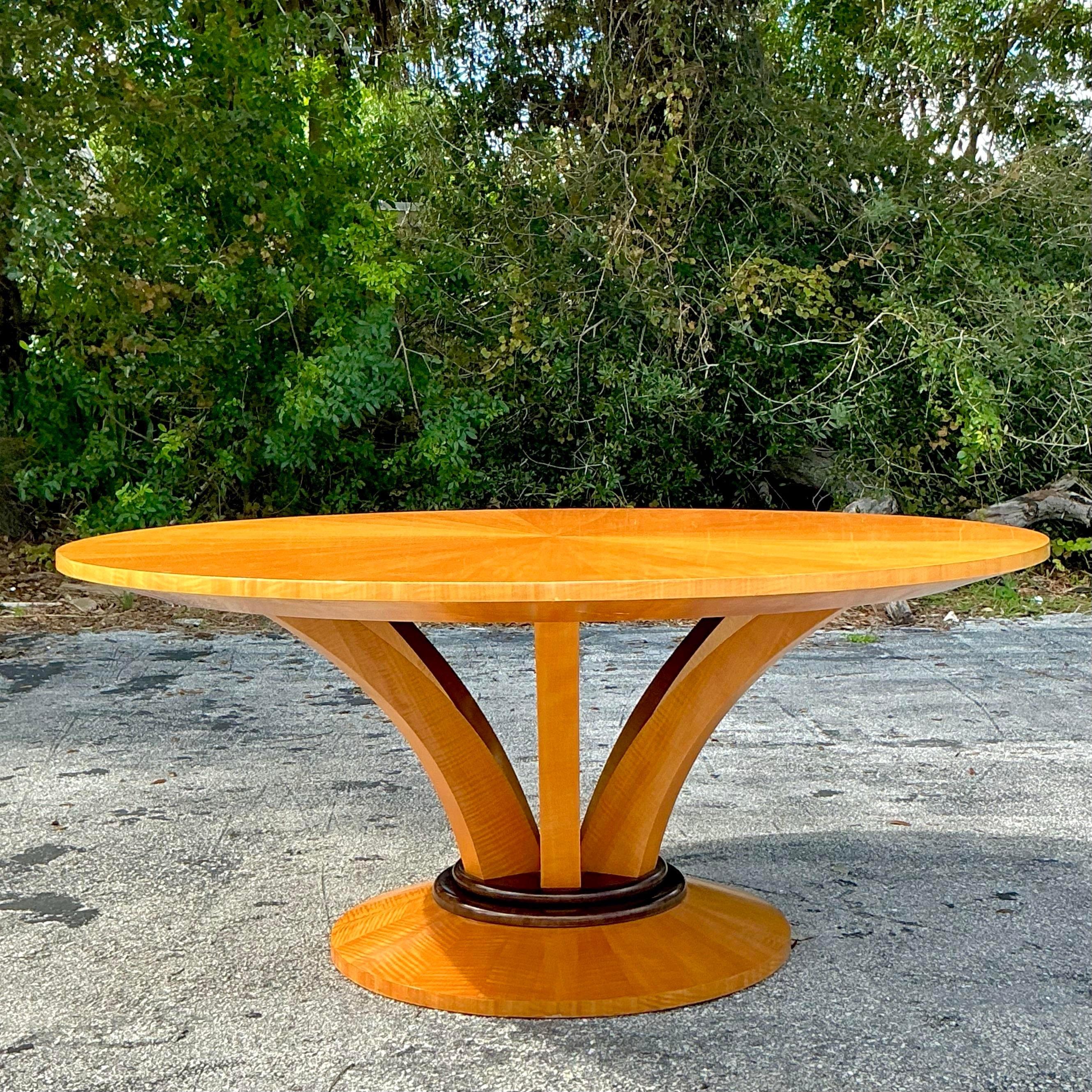 Nodo Tavolo da pranzo in legno di radica bohémien vintage in vendita