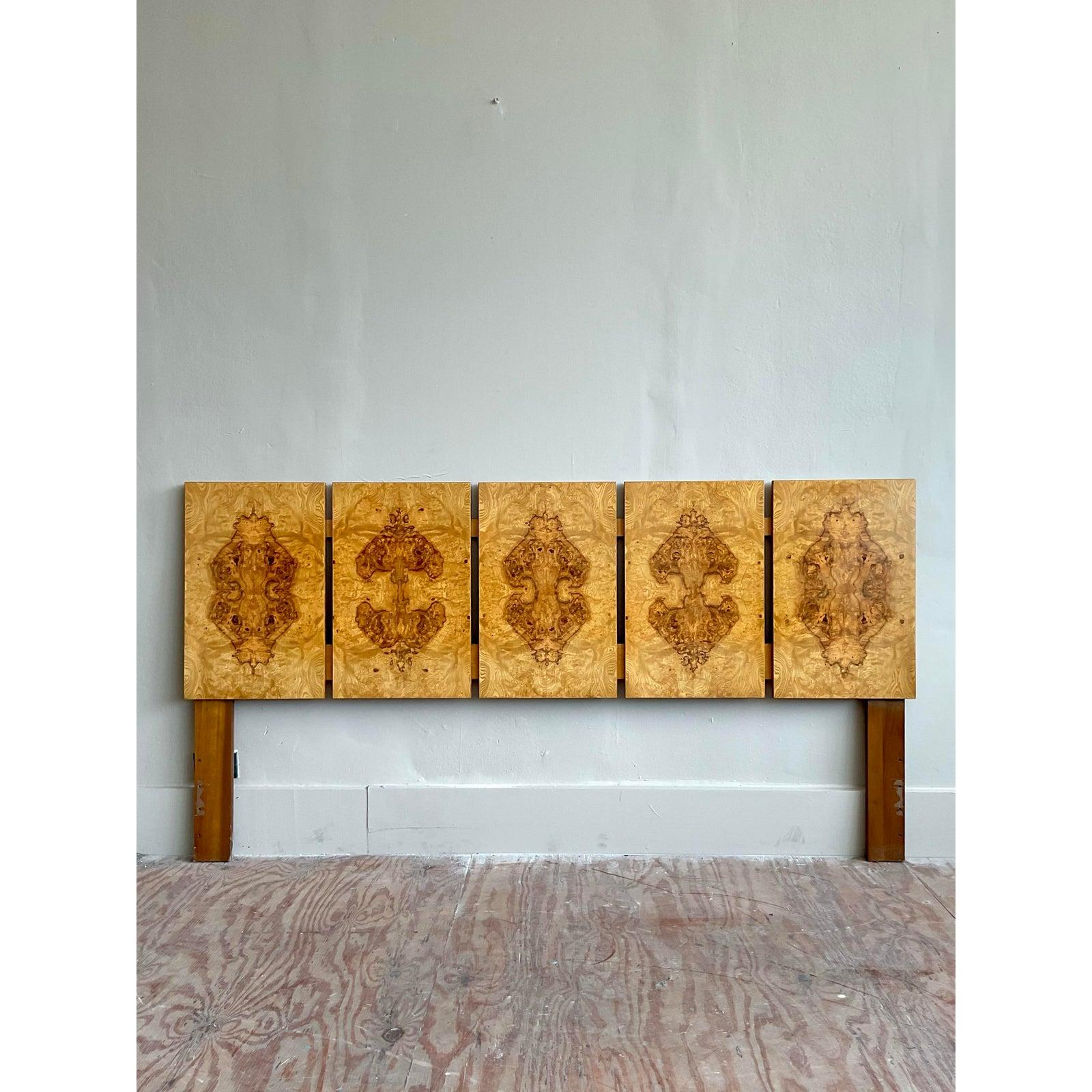 Vintage Boho Burl Wood King Kopfteil nach Lane's (amerikanisch) im Angebot