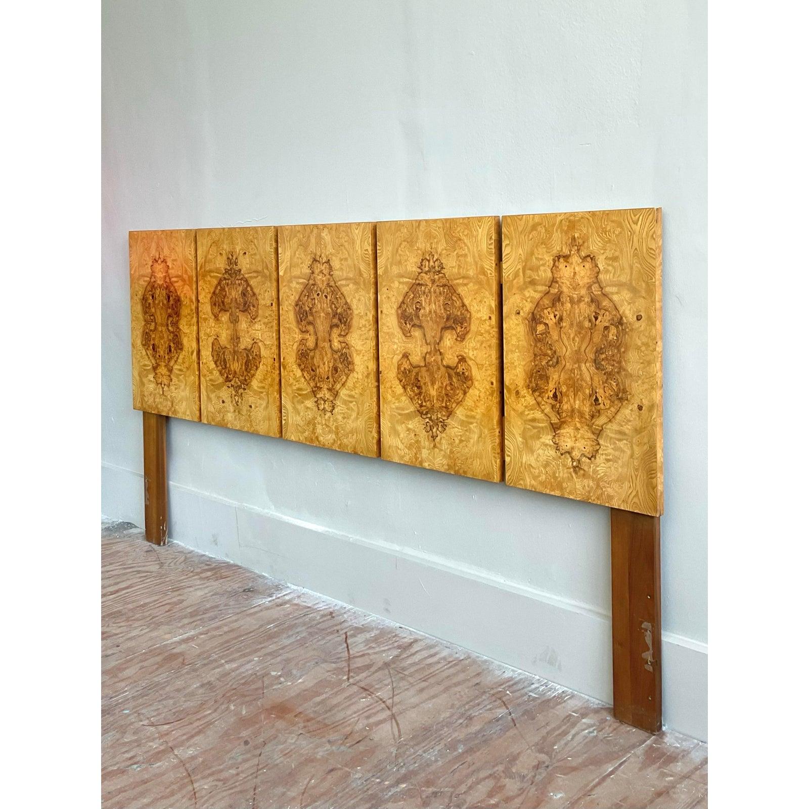 Vintage Boho Burl Wood King Kopfteil nach Lane's (Wurzelholz) im Angebot