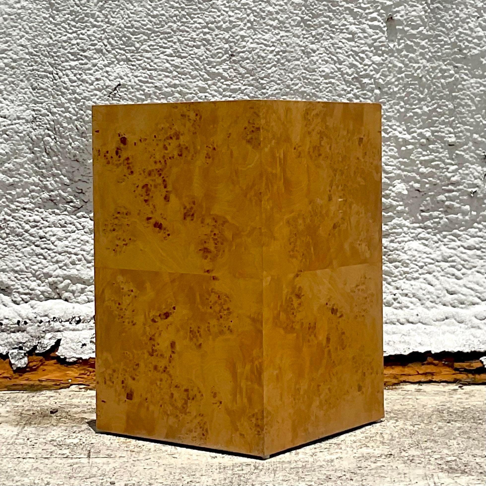 20th Century Vintage Boho Burl Wood Pedestal