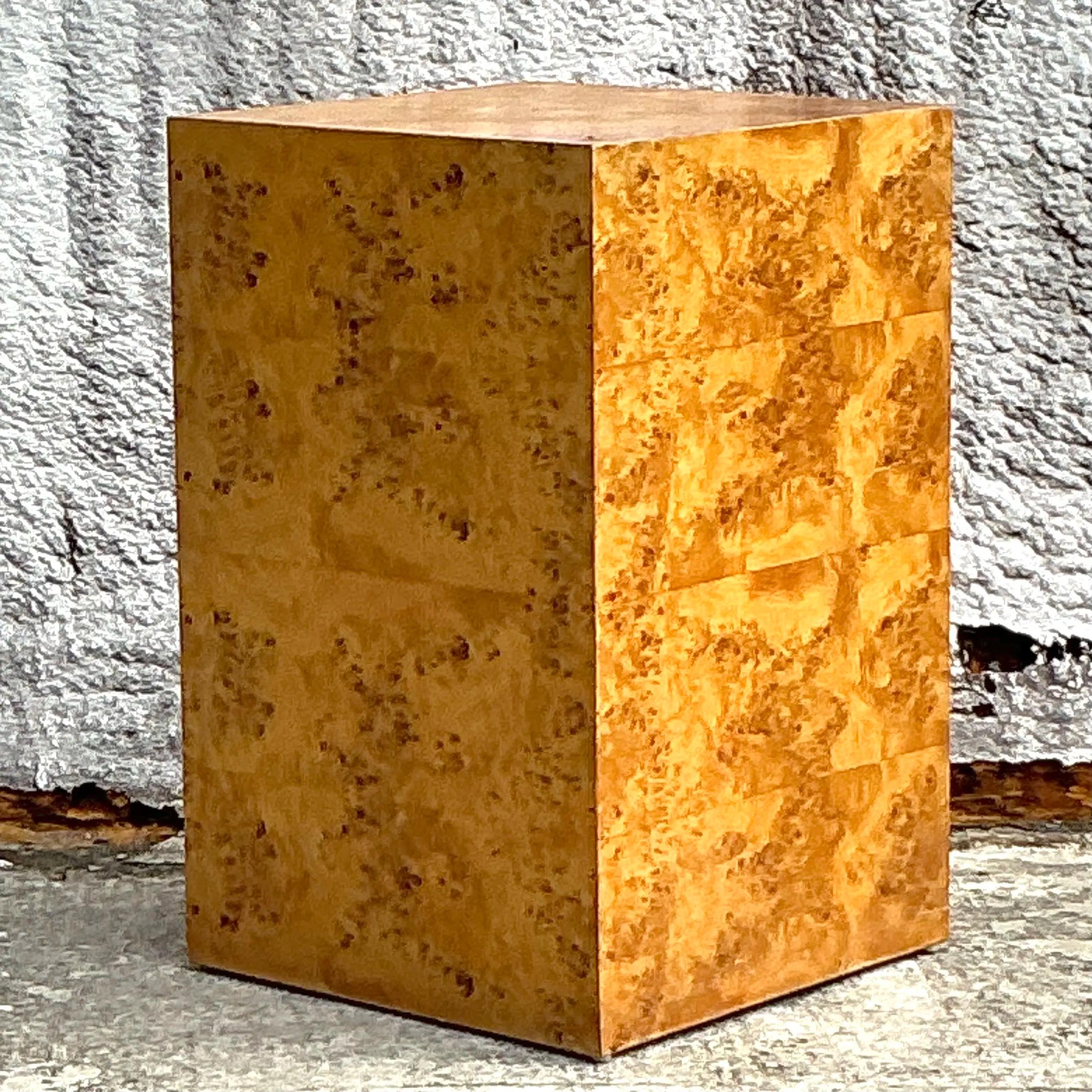 Vintage Boho Burl Wood Pedestal (20. Jahrhundert) im Angebot