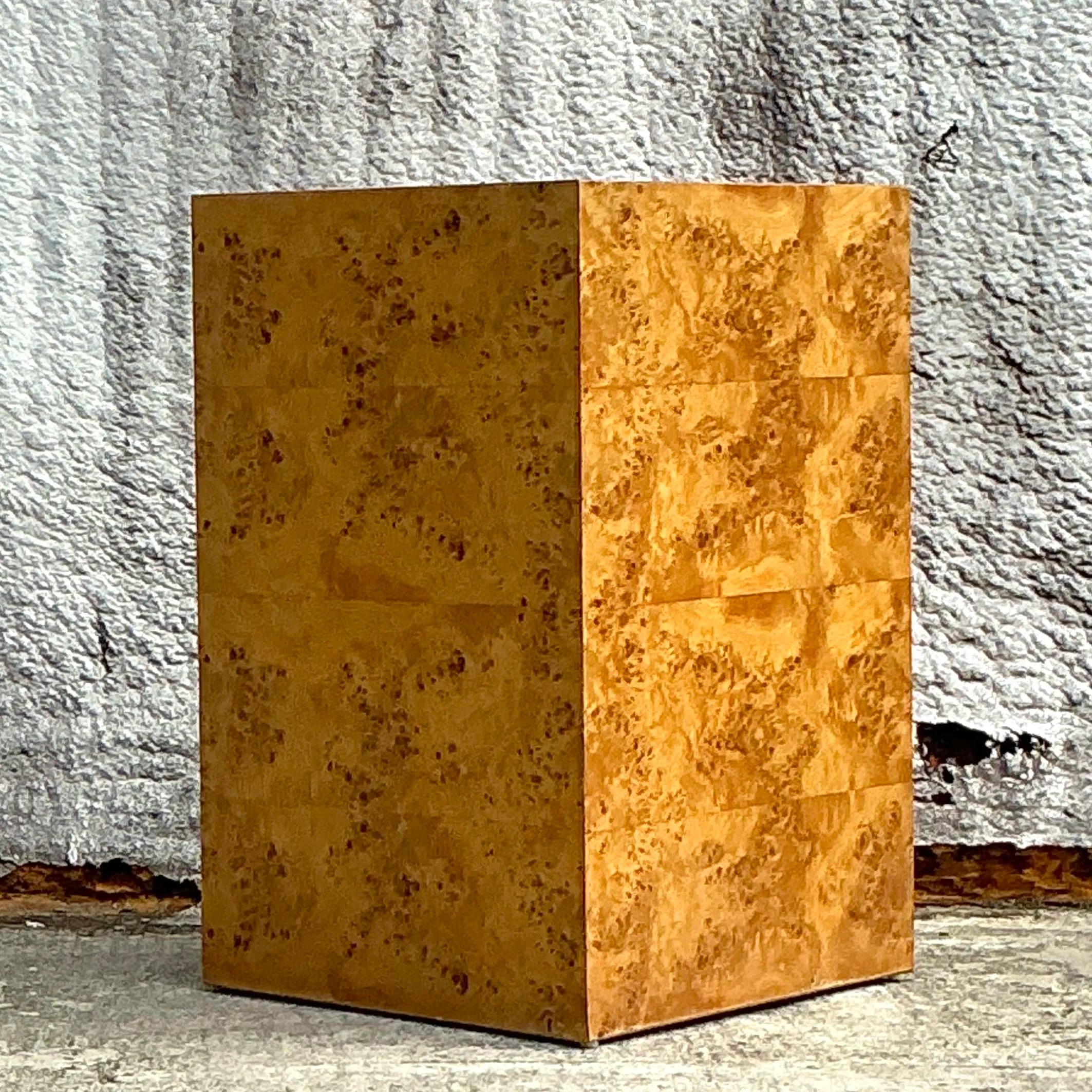 Vintage Boho Burl Wood Pedestal (Wurzelholz) im Angebot