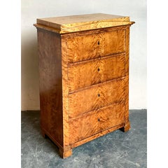 Vintage Boho Burl Wood Tall Chest of Drawers