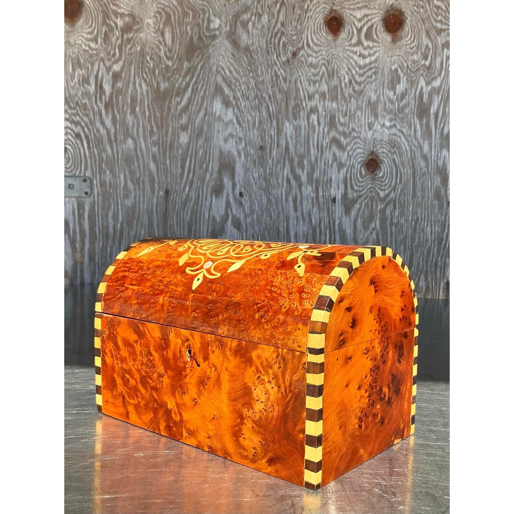 Caja Cofre del Tesoro Vintage Boho Burl Wood Regencia en venta