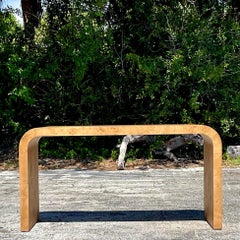 Vintage Boho Burl Wood Waterfall Console Table