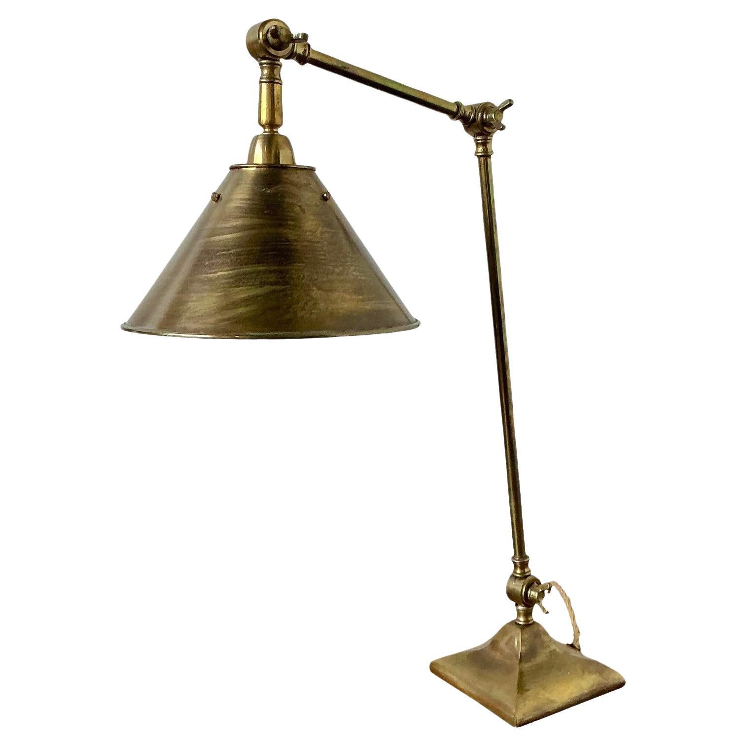 Vintage Boho Burnished Brass Lamp For Sale