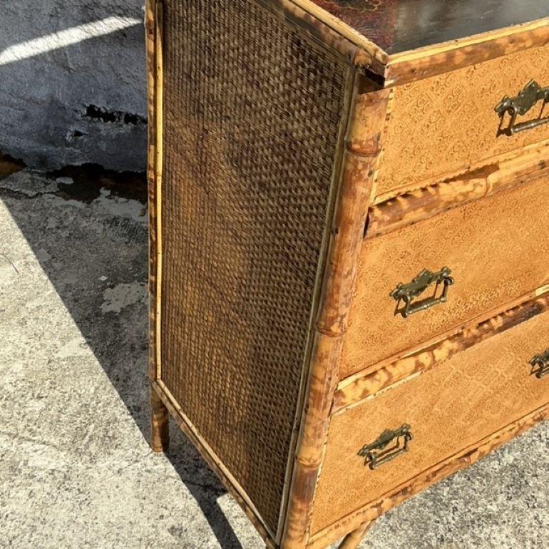 American Vintage Boho Burnt Bamboo Dresser