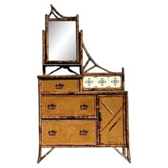 Vintage Boho Burnt Bamboo Dresser