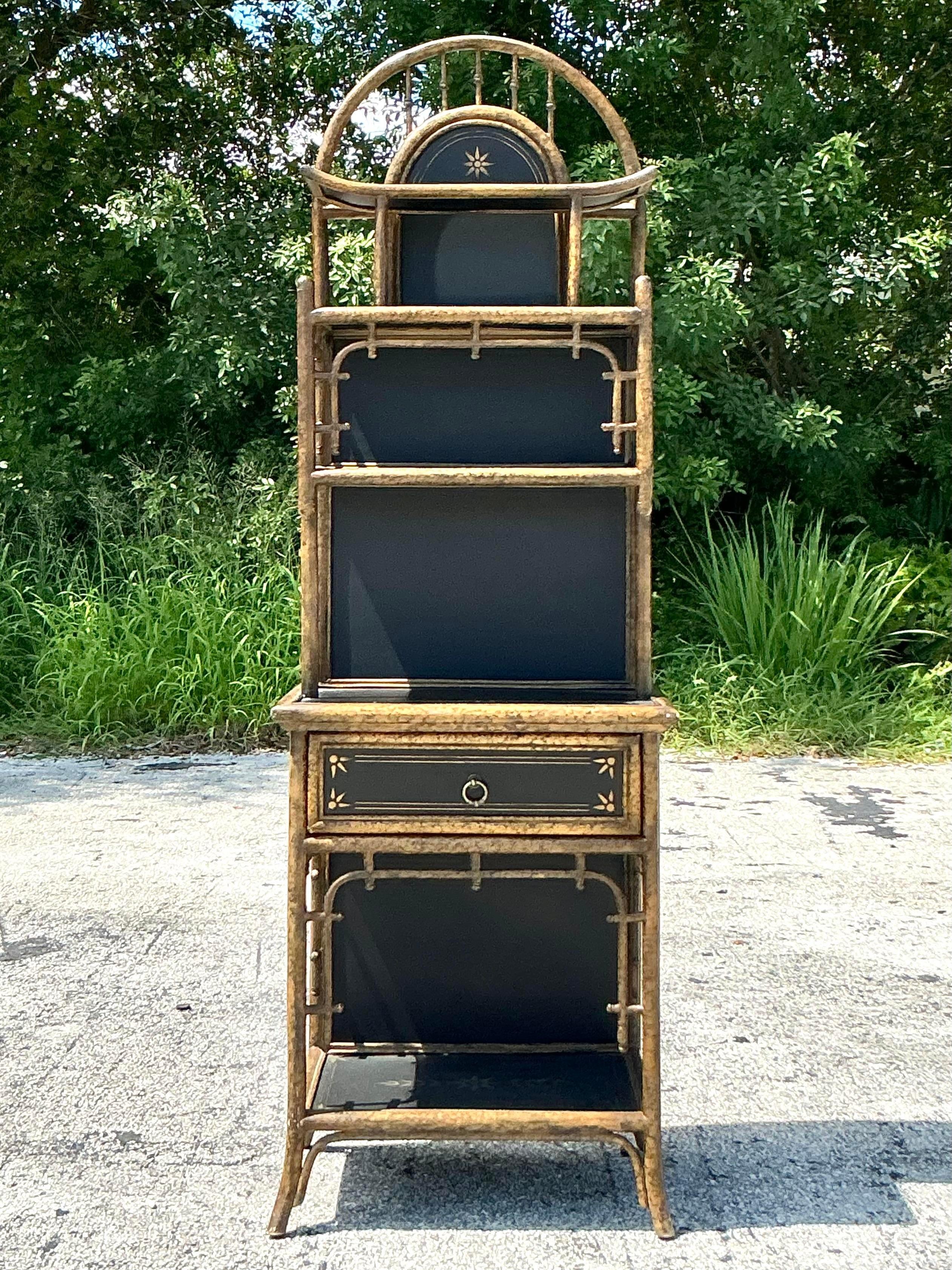 Bambù Etagere in bambù bruciato Vintage By in vendita