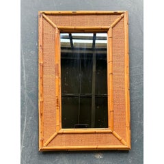 Vintage Boho Burnt Bamboo Mirror