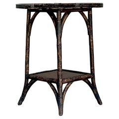 Vintage Boho Burnt Bamboo Side Table