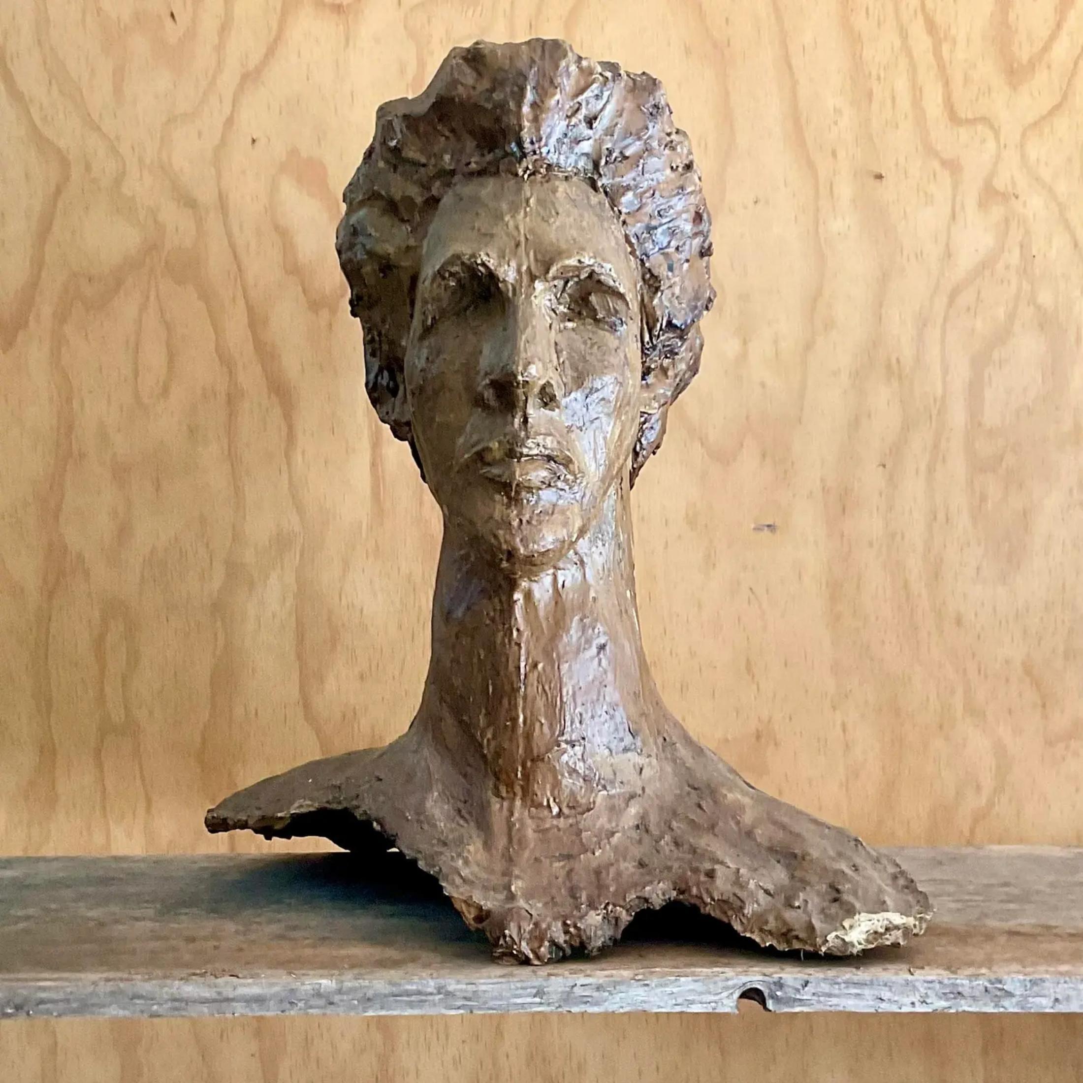 20th Century Vintage Boho Bust of Man For Sale