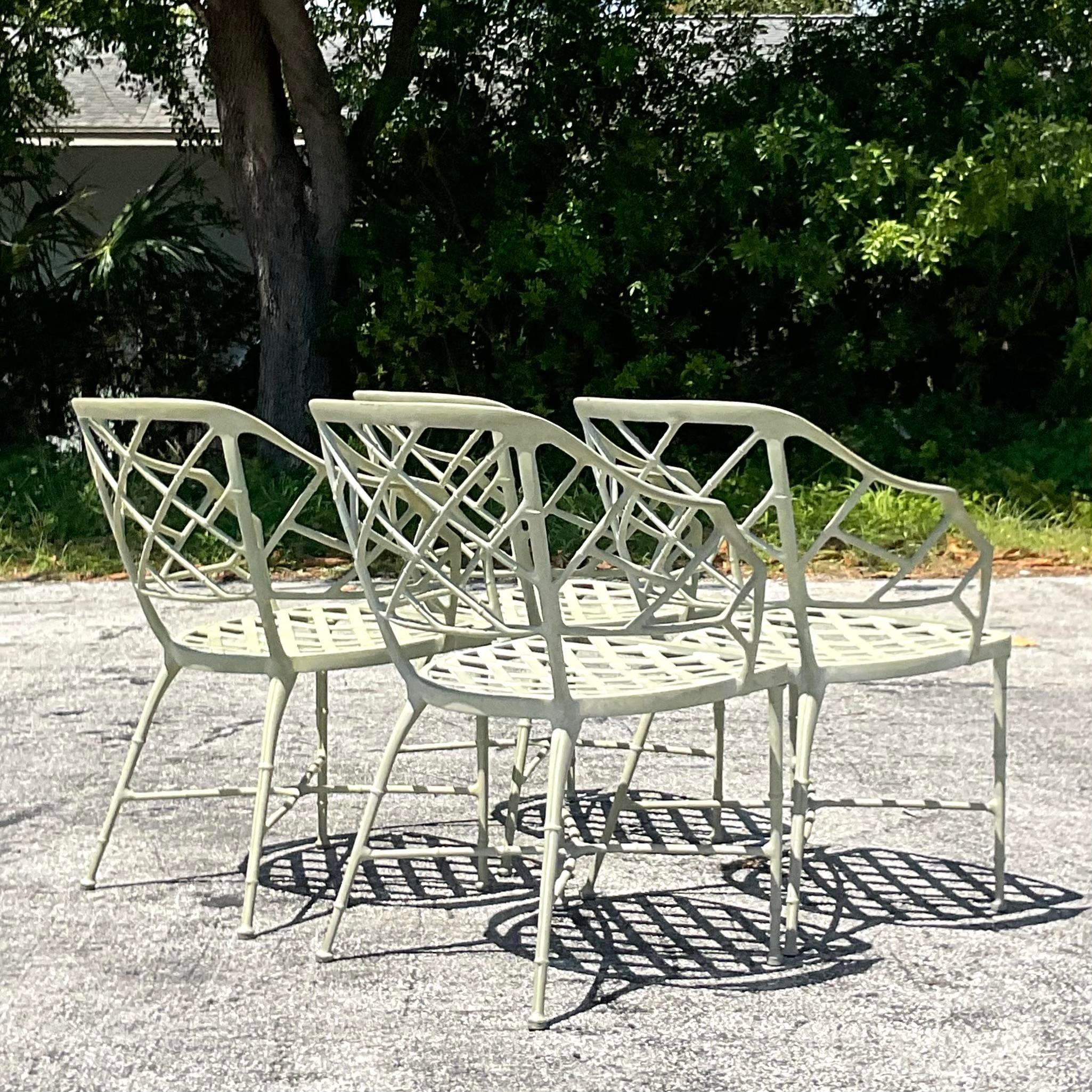 20th Century Vintage Boho “Calcutta” Dining Chairs After Brown Jordan - Set of 4 For Sale