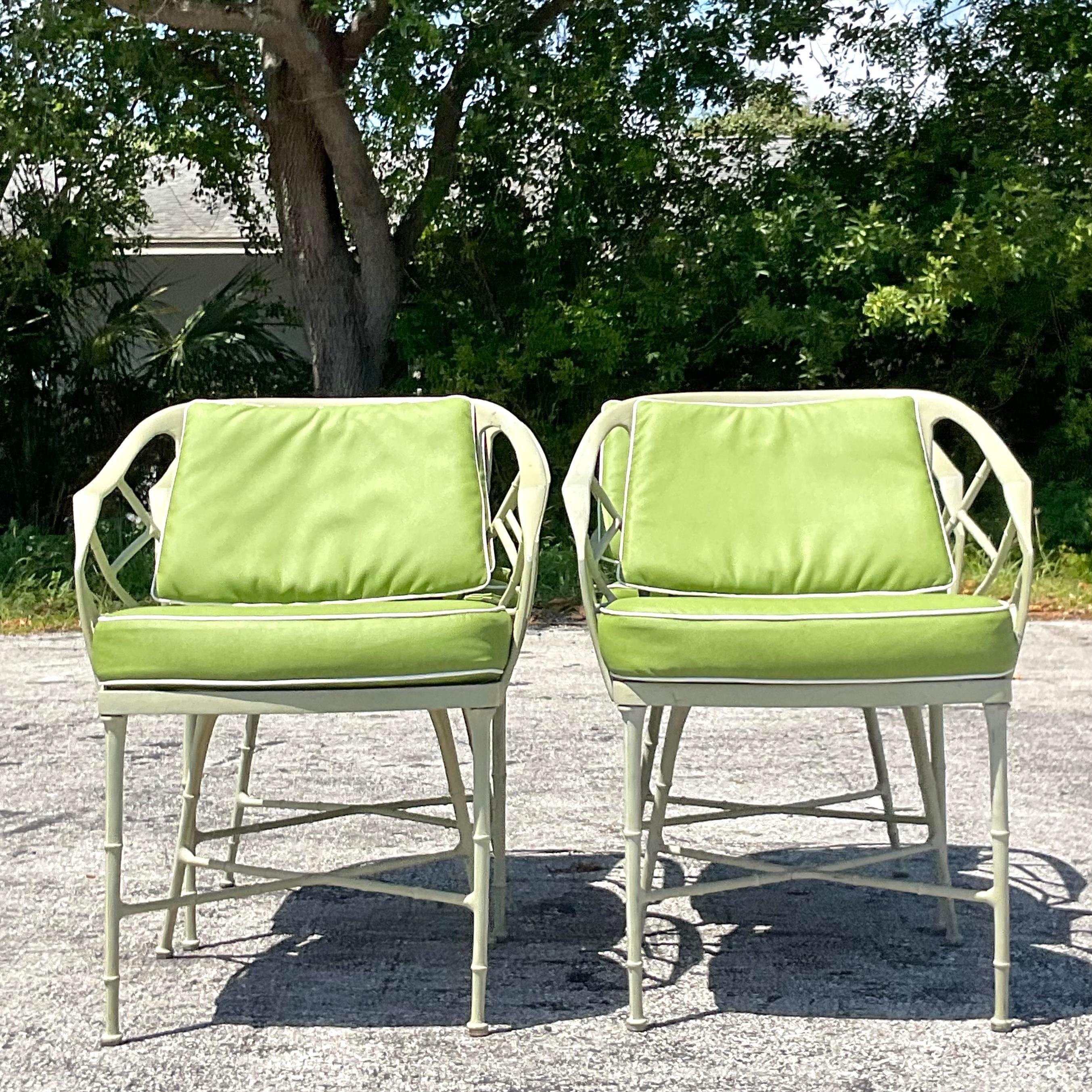 Vintage Boho “Calcutta” Dining Chairs After Brown Jordan - Set of 4 For Sale 3