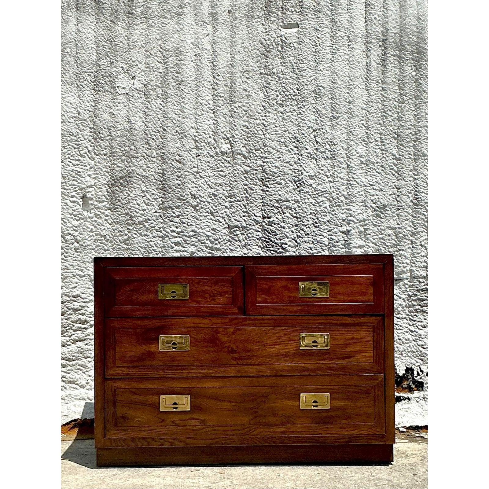 20th Century Vintage Boho Campaign Chest of Drawers