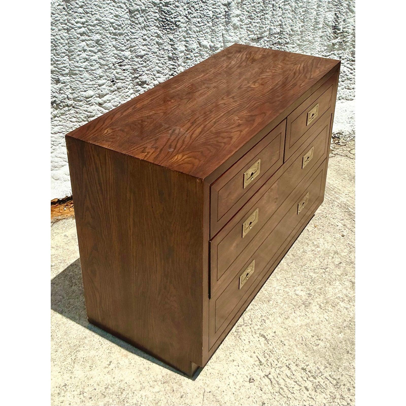 Brass Vintage Boho Campaign Chest of Drawers